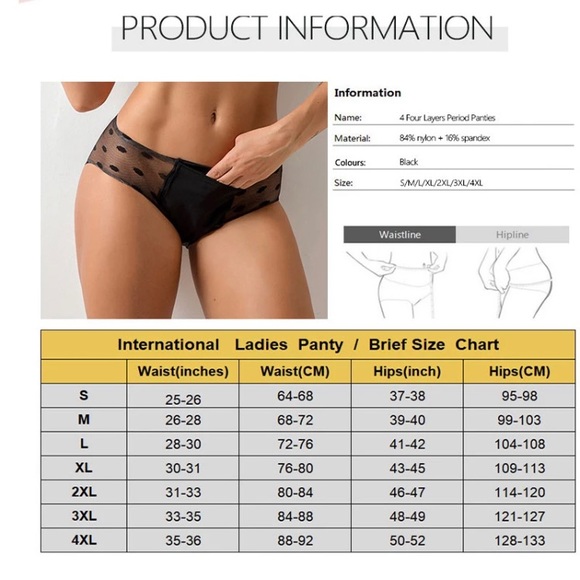 New  - Physiological Brief Menstrual Panties 4Layers Period Pantie Leakproof Un… - Picture 5 of 6